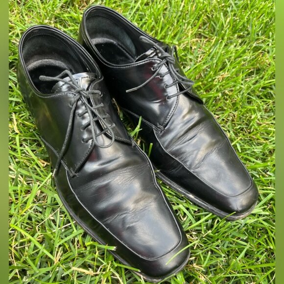 PRADA Mens Black Spazzolato Fiume Leather Oxford Dress Shoes - SIZE 8 main image 14